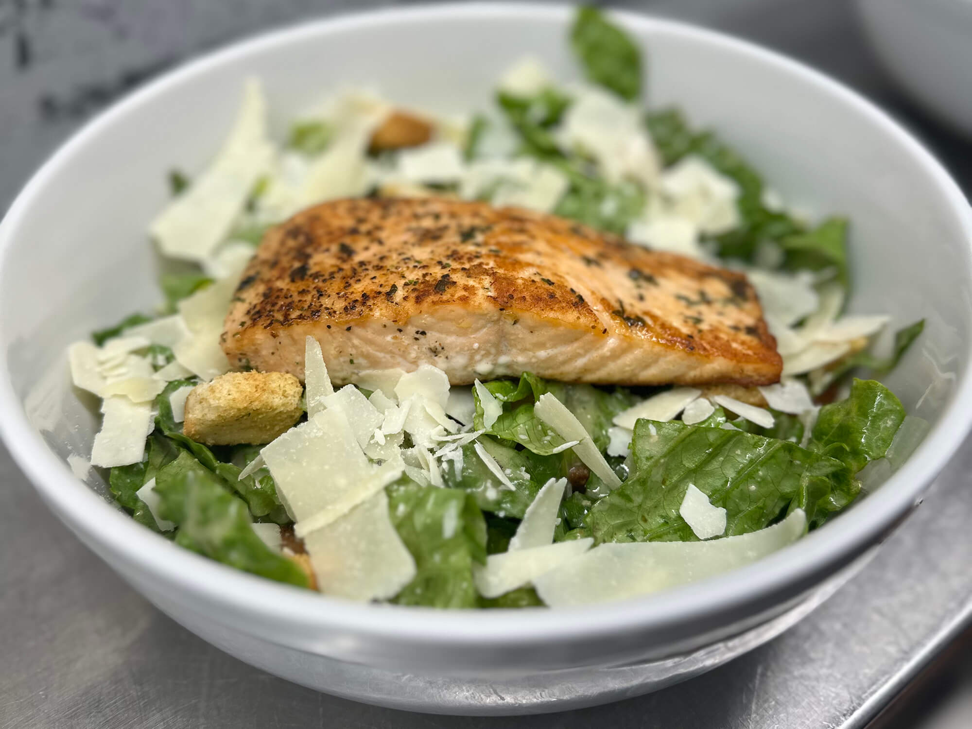 Salmon on salad
